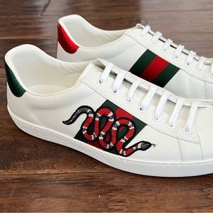 Men’s Gucci Ace Snake Sneakers Size 10